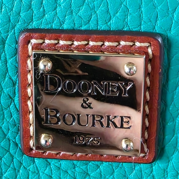 Dooney & Bourke Teal and Brown Leather Tote Bag - Picture 6 of 16